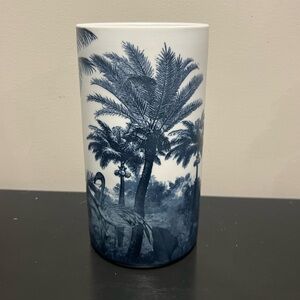 Blue and white cylinder vase